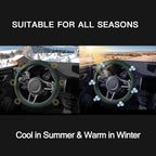 Suede Steering Wheel Cover with Upgraded Silicone Inner Ring, Breathable, Anti-Slip, Leather Universal 14.5 to 15 Inch Steeri