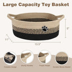 Optish Dog Toy Easter Basket, Toy Box and Bin for Dog Cat Storage, 13.5" X 11" X 5" Small Woven Rope Basket for Baby Storage,