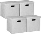 Posprica Storage Bins with Lids,13×13×13 Foldable Storage Cube Baskets Boxes Fabric Drawers for Closet Shelf Cabinet Bookcase