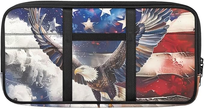 Flag Print Car Sun Visor Organizer Tactical Sunvisor Organizers with Zipper Storage Pouch Universal Accessories for Truck SUV,American Flag Eagle