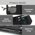 Car Sun Visor Organizer, Adjustable Straps Tactical Visor Organizers with 1000D Polyester Zipper Visor Storage Pouch & Sunglasses Holder Clip, Fits Most Vehicles, SUVs, Pockets, Trucks (Black)