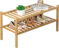 ROMGUAR CRAFT 2 Tier Bamboo Shoe Rack for Closet Free Standing Wood Shoe Shelf for Entryway Small Space Stackable 27"x11"x13"