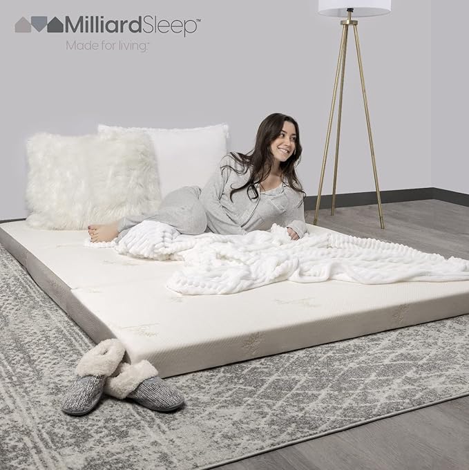 Milliard Trifold Mattress, Full Size, 6 inch, Portable Foldable Mattress Full with Memory Foam & Washable Cover, Tri-Folding 