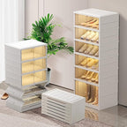 CIMLORD 6-Tier Foldable Shoe Rack Organizer for Closet 12Pairs Plastic Shoe Shelf Collapsible Shoes Storage Box Clear Shoe Bo