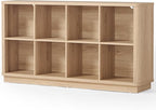 Joaxswe 8 Cube Storage Book Shelf, 52" Long Horizontal Bookshelf with Curved Edge, Floor Standing Wooden Cubby Bookcase with 