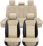 Elantrip Car Seat Cover Full Set Leather Car Seat Protector Universal fit for Most Cars SUVs and Trucks Water Proof Front and