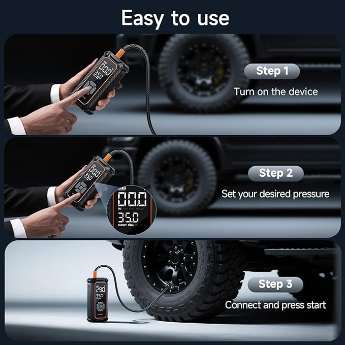 OlarHike Cordless Tire Inflator Portable Air Compressor, 3X Fast Inflation,12000mAh Battery, Air Pump for Car Tires, Pickups, SUVs, Electric Pump with Digital Pressure Gauge/Auto Shuttoff, Gift Ideas