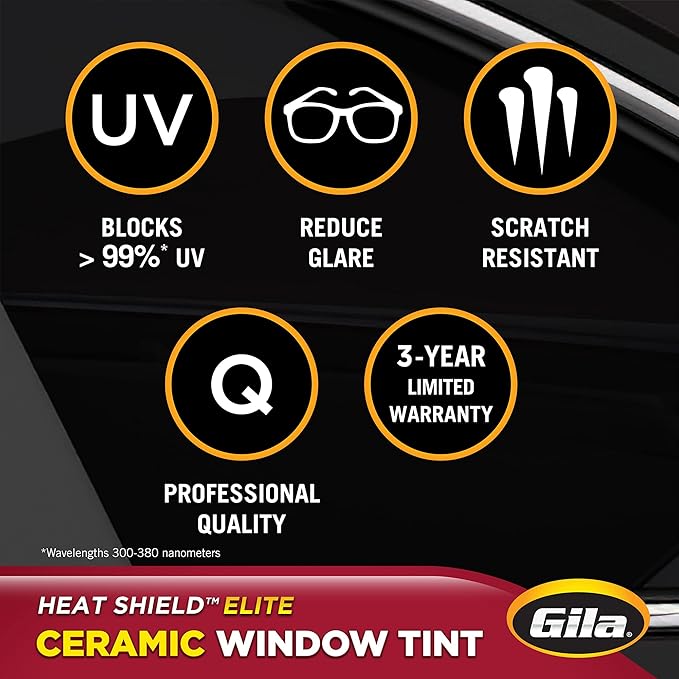 Gila® Heat Shield Elite™ 35% VLT Automotive Ceramic Window Tint DIY Advanced Heat Control Glare Control 2ft x 6.5ft (24in x 78in)