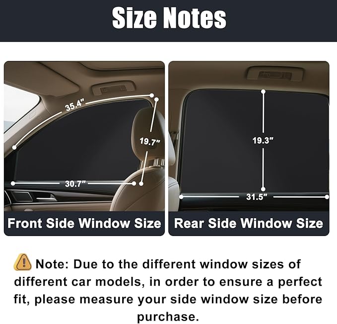 XCBYT Magnetic Car Window Shades 4 Pack - Blackout Side Window Sun Shade for Privacy & Car Camping, 99% UV Blocking Car Window Covers for Side Windows, Heat Protection Travel Shades for SUV Sedan