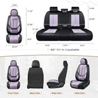 Coverado Seat Covers, Car Seat Covers Full Set, Leather Seat Covers for Cars, Car Seat Protector, Black Car Seat Covers Front