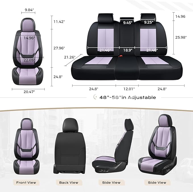 Coverado Seat Covers, Car Seat Covers Full Set, Leather Seat Covers for Cars, Car Seat Protector, Black Car Seat Covers Front