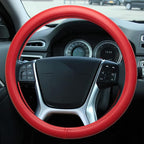 Evankin Red Leather Steering Wheel Cover, Comfortable and Soft Solid Color Universal Steering Wheel Cover 15 inch, Suitable f