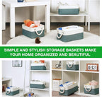 Bidtakay Small Storage Baskets for Shelves 3 Pack Fabric Storage Bins for Organizing Linen Collapsible Organizer for Closet-D