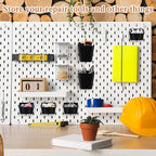 Jinei 12 Pcs Pegboard Bins and Cups with Hooks and Loops Peg Assortment Organizer Accessories Various Tool Organizer Pegboard