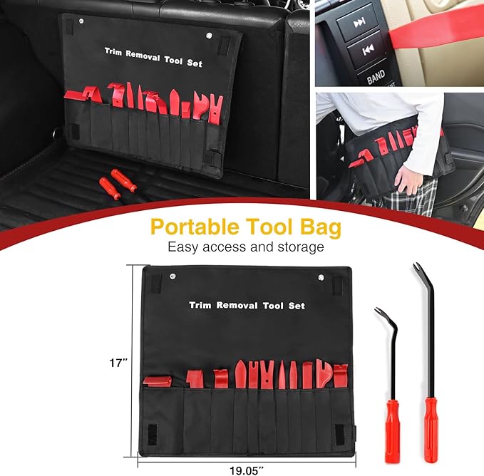 GOOACC Nylon Bumper Fastener Rivet Clips Car Clip Panel Audio Video Dashboard Dismantle Kits Installer Removal Tool (13PCS Tr