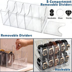 Belt Organizer - Clear Stackable Belt holder for Closet and Drawer Storage - 5 Compartments with Removable Dividers, Multi-Pu