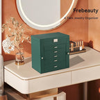 Frebeauty Large Jewelry Box,6-Tier PU Leather Jewelry Organizer,Multi-functional Storage Case with Mirror,Accessories Holder 