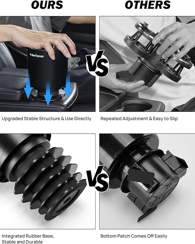 JOYTUTUS Upgraded Car Cup Holder Expander with Offset Base, Compatible YETI Ramblers, Hydro Flask, Large for Hold 18-40 oz Bo