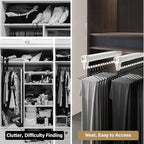 Adjustable Pull Out Hanger Rail Rod - Pull Out Clothes Rail,Extendable Closet Rod for Pants Clothing Storage,Wardrobe Adjusta