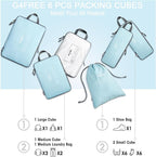 G4Free 6 Set Compression Packing Cubes, 3 sizes Travel Packing Organizers for Suitcases, Expandable Luggage Suitcase Storage 