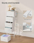 SONGMICS Dresser for Bedroom, Chest of Drawers, Steel, MDF, 5 Non-Woven Fabric Drawers, Storage Organizer Unit, Closet, Entry