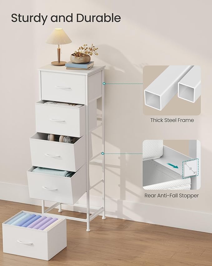 SONGMICS Dresser for Bedroom, Chest of Drawers, Steel, MDF, 5 Non-Woven Fabric Drawers, Storage Organizer Unit, Closet, Entry