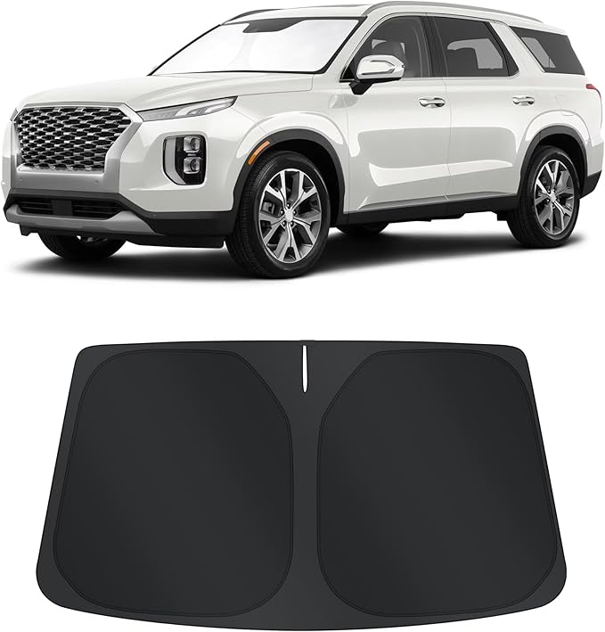 TINGLU Sun Shade for Hyundai Palisade 2020-2025 2026 Accessories Windshield Sun Shade Window Shade UV Rays Protection Sun Visor Cover with Steering Wheel Sunshade Storage Bag
