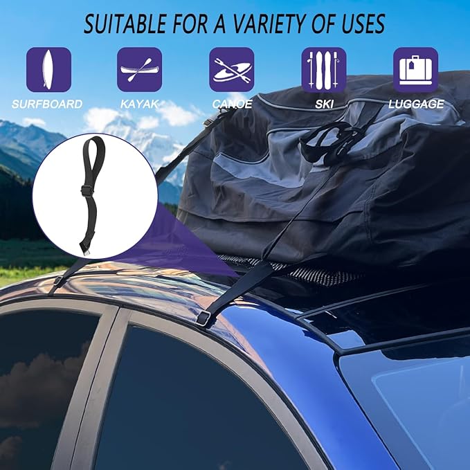 Car Rooftop Cargo Tie Down Hook Straps,Adjustable Roof Cargo Carrier Straps for Car Roof Bag,No Roof Rack Required,6Pcs