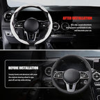 Nappa Leather Car Steering Wheel Cover for Men Women, Ultra-Thin Non-Slip Breathable Microfibre, Universal for 14.5"-15" Stee