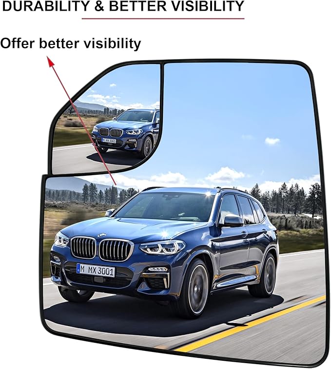 Ford F150 Left Side Heated Blind Spot Mirror - Convex Glass with Rear Holder FL3Z17K707L