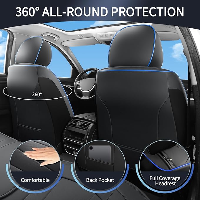 Car Seat Covers Full Set, Leather Seat Covers for Cars, Waterproof Car Seat Protector,Non-Slip Car Interior Covers ，Automotiv
