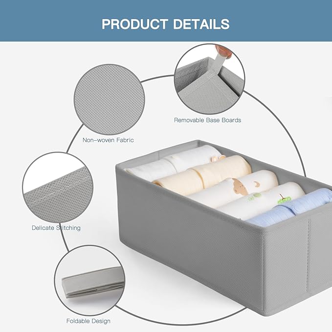 Criusia Drawer Organizer Clothes, 10 Pack Dresser Organizer for Baby Clothes, Underwear, Sock- Foldable Closet Organization a