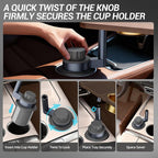 Car Cup Holder Tray Desk, 360° Rotating Black Walnut Solid Wood Food Car Table - Steering Wheel Tray Road Trip Essentials Accessories for Tesla Model Y/3/S, Ford F150 Most Vehicles