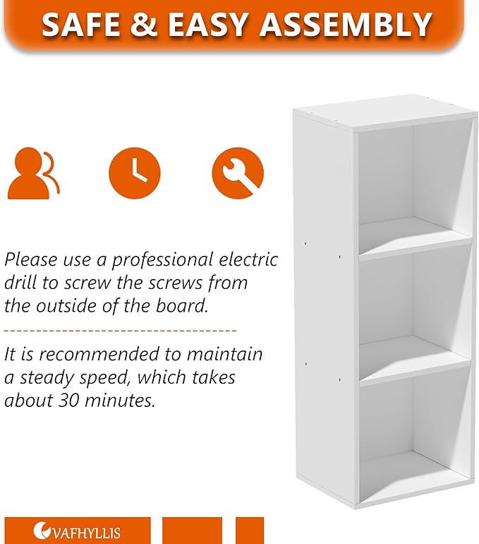 3 Cube Storage Organizer,Wooden 3-Tier Open Shelf Bookshelf,Versatile Storage Cubes for Living Room，Bedroom,Home Office, (Whi