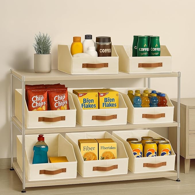 Homsorout Fabric Storage Bins for Organizing - 6 Pack Large Trapezoid Collapsible Storage Bins with Front Handle, Closet Orga