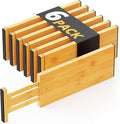 SpaceAid Bamboo Dresser Drawer Dividers 6 Pack, 4.65“ High Adjustable 12.5“-17” Drawer Organizers, Expandable Organization fo