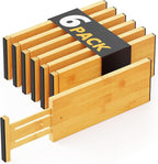 SpaceAid Bamboo Dresser Drawer Dividers 6 Pack, 4.65“ High Adjustable 12.5“-17” Drawer Organizers, Expandable Organization fo