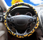 Dotesy Leather Flowers Car Steering Wheel Cover, Fashion Floral Steering Wheel Protector Universal for 36-38cm Anti Slip Auto