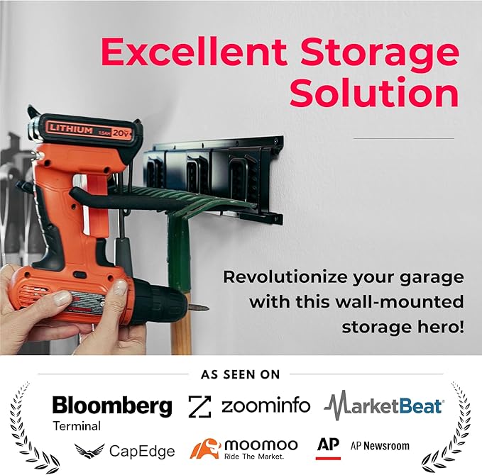 TIDYME Garage Tool Organizer Wall Mount - 64 inches - Sturdy Storage Rack with Adjustable Hooks, Anti-Rust - Easy Installatio