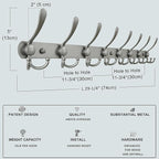 Dseap Coat Rack Wall Mount - 29.5” Long 8-Tri-Hooks Heavy Duty Coat Hanger Rail Wall Hooks for Hanging Coats Hats Clothing Cl