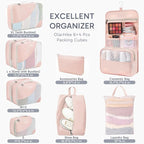 10 Set Packing Cubes for Travel, Gifts for Women Mom,Anti-Tearing Suitcase Organizer for Luggage with Shoe & Hanging Toiletry