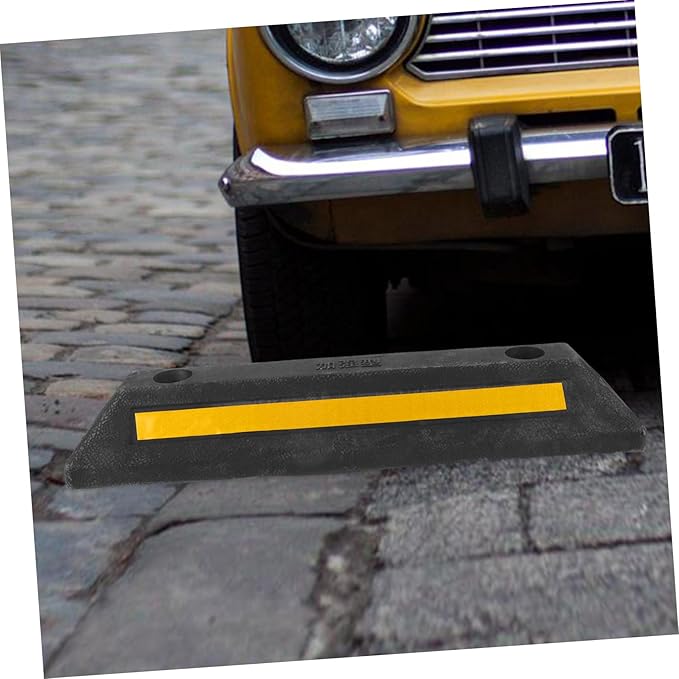 Rubber Parking Stopper for Garage Compact Wheel Stopper with Bright Reflective Stripes Easy Installation Vehicle Parking Block for Driveway and Garage Use
