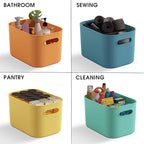 ORGIDOL 12 Pack Colorful Plastic Storage Bins, Storage Container for Organizing, Colored Storage Boxes with Handle for Shelve
