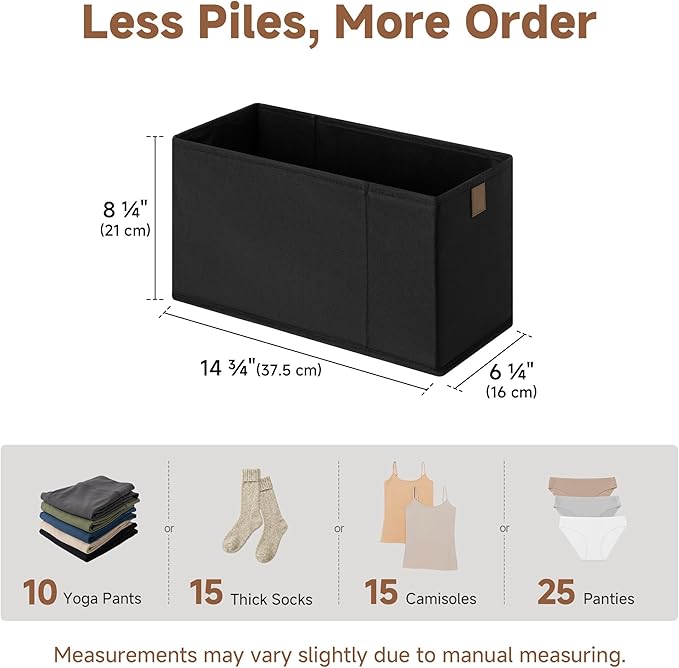 StorageWorks Long Narrow Storage Basket, Collapsible Fabric Storage Bins, Small Baskets for Organizing with PU Handle, Great 