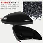 Passenger Side Mirror Cap Compatible with Volkswagen Jetta 2019-2025, Right Side Door Rearview Mirror Cover Fit for Jetta US Version Without Turn Signals, 17A857538AGRU - Glossy Black
