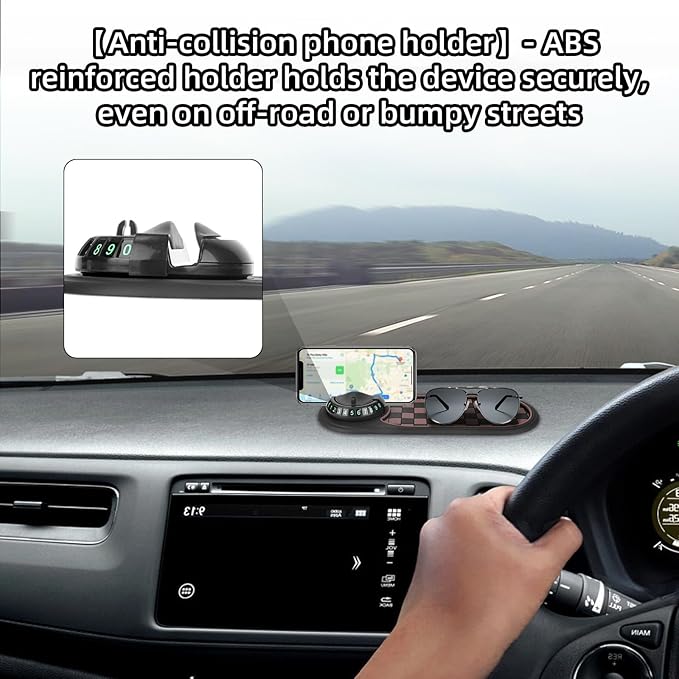 lasuroa Multifunctional Car Anti-Slip Mat with Phone Holder, 360°Rotatable Mobile Phone Holder Anti Slip Pad for Car Dashboar