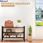 3 Tier Bamboo Shoe Rack Storage Organizer for Closet, Multifunctional Stackable Free Standing Shoe Shelf Organizer for Small 