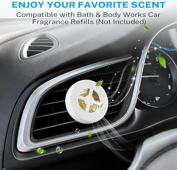 Car Fragrance Holder Compatible with Bath & Body Works Refills (Not Included), Air Freshener Vent Clip or Visor Clip, Refilla