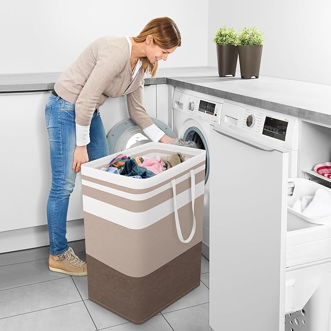StorageRight Large Collapsible Laundry Basket Hamper with Easy Carry Handles，Freestanding Clothes Hampers for Laundry, Bedroo
