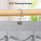 MISSLO 30 Large Pockets Dual Sided Hanging Shoe Organizer for Closet with Rotating Hanger Hanging Shoe Shelves, Grey